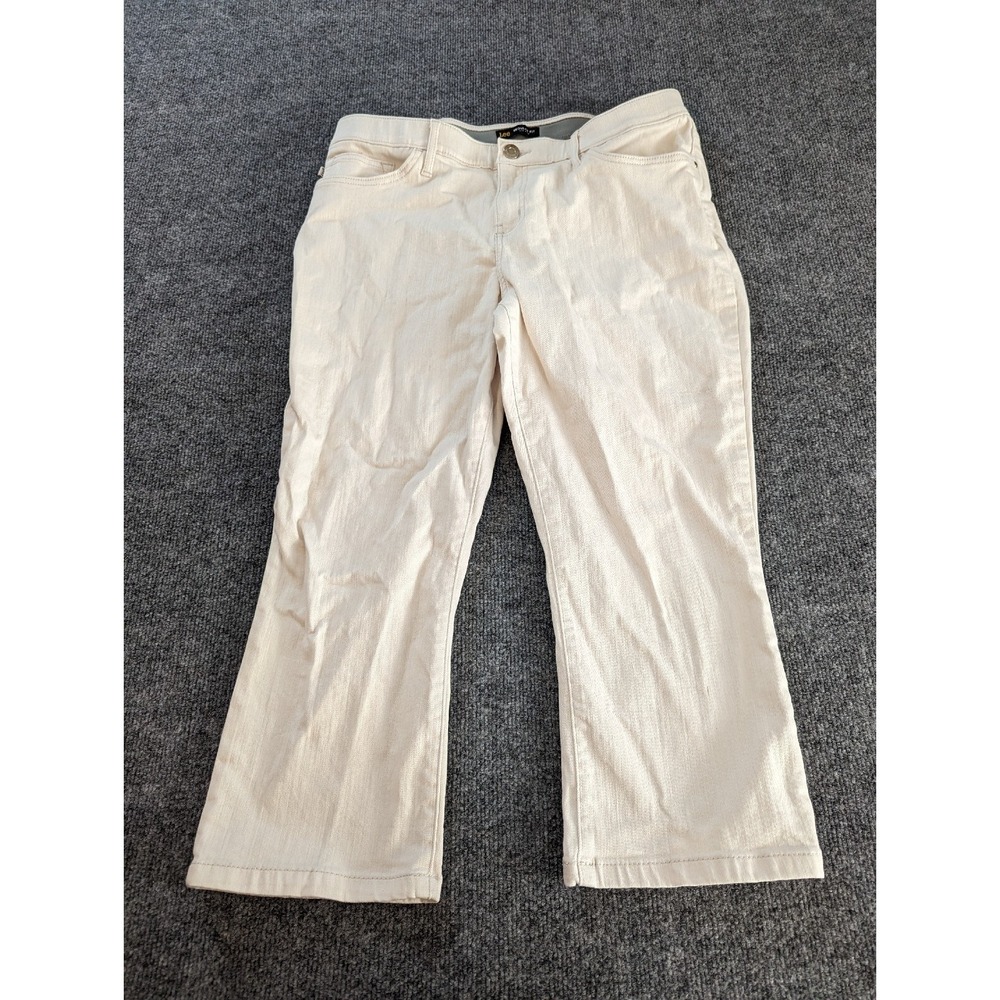 Lee Regular Fit Women's Size 16M  Beige Denim Mid Rise Capri Jeans